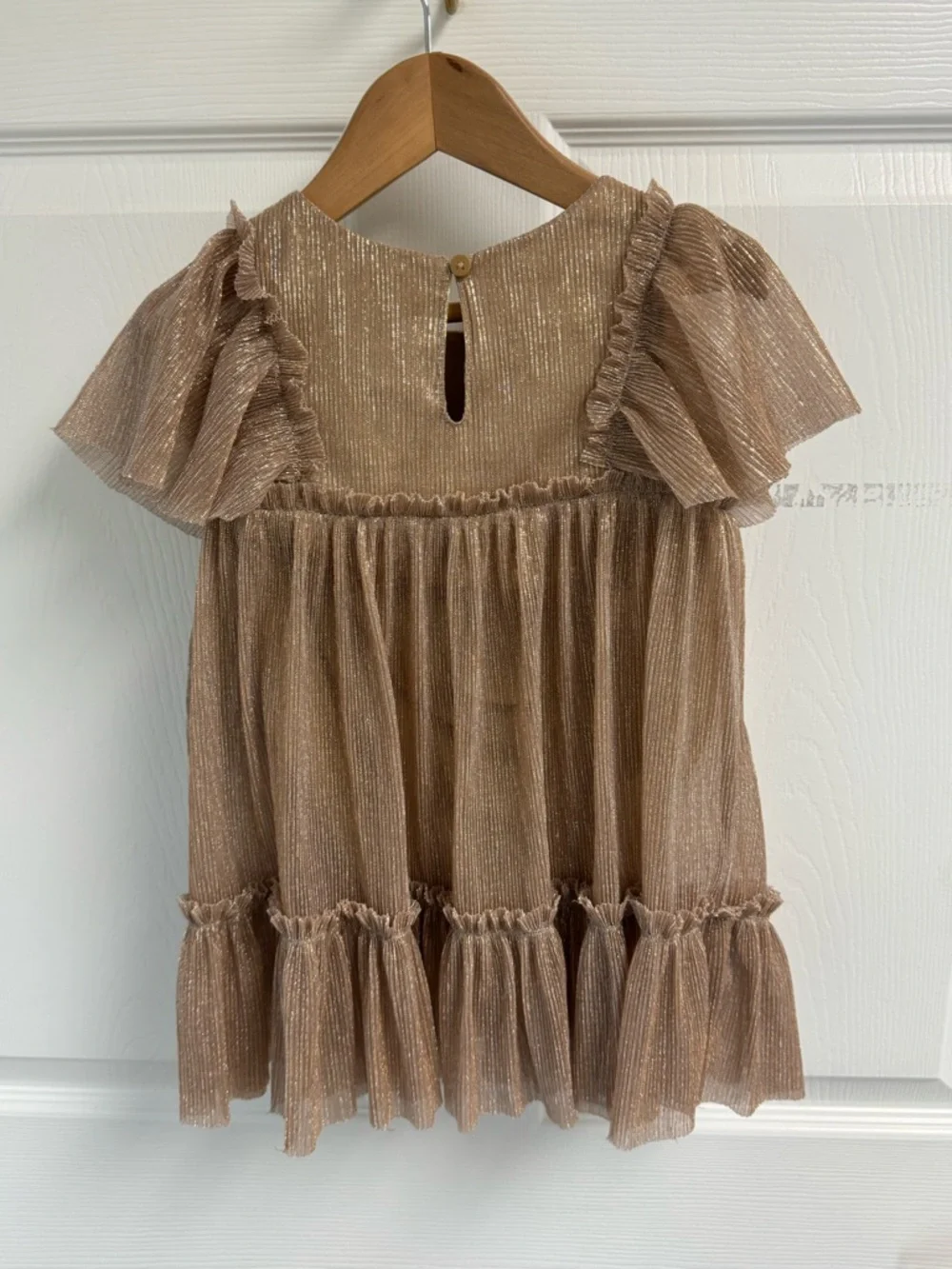 Cat & Jack Shimmery Taupe Ruffle Dress Girls 2T‎ - Picture 3 of 13